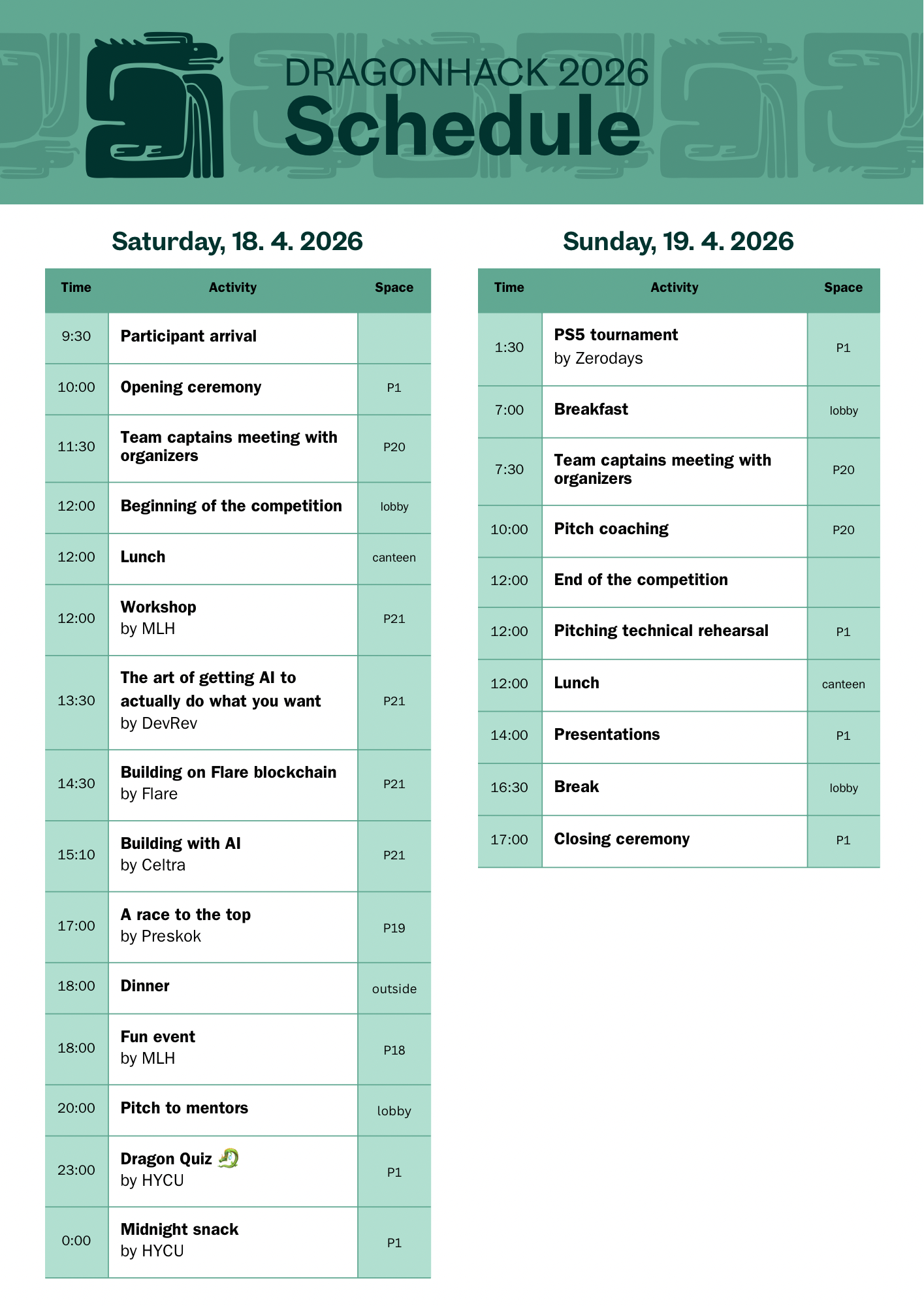 DragonHack 2026 Schedule
